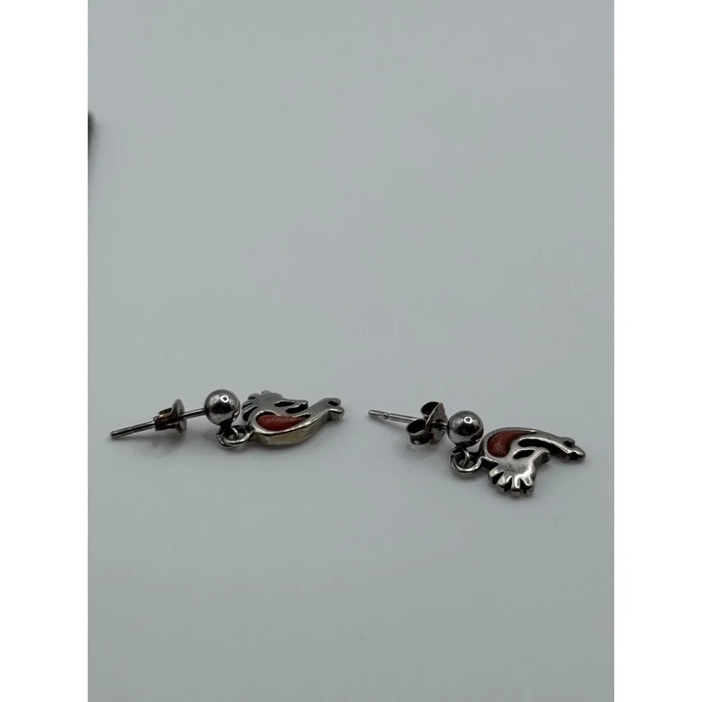 Small Shubes Dakota West Sterling Silver Kokopelli Earrings Southwestern